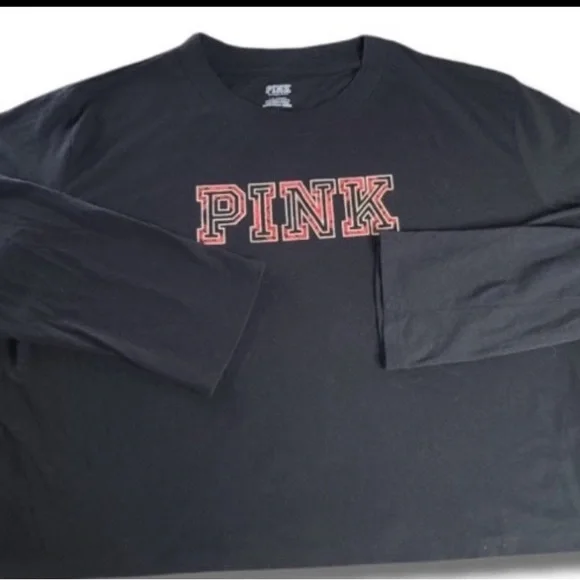 Victoria’s Secret Love Pink Gold foil Plaid Cropped Crew Neck tee T-Shirt Top xs - Picture 5 of 7